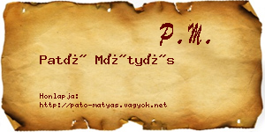 Pató Mátyás névjegykártya