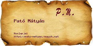 Pató Mátyás névjegykártya